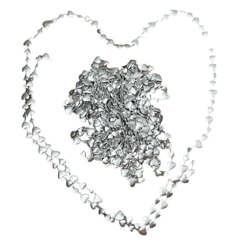 Lot 7 Strands Heart Garland Christmas Tree Wedding Silver Plastic Total 749 in